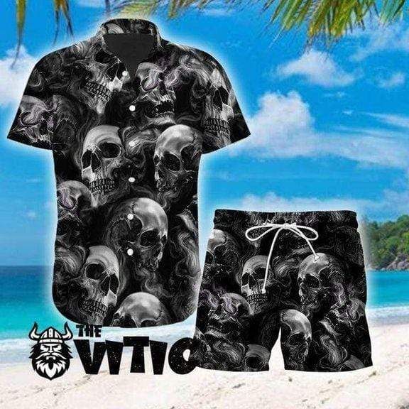 So Cool Dark Skull Shadow Hawaiian Aloha Shirts{Size}