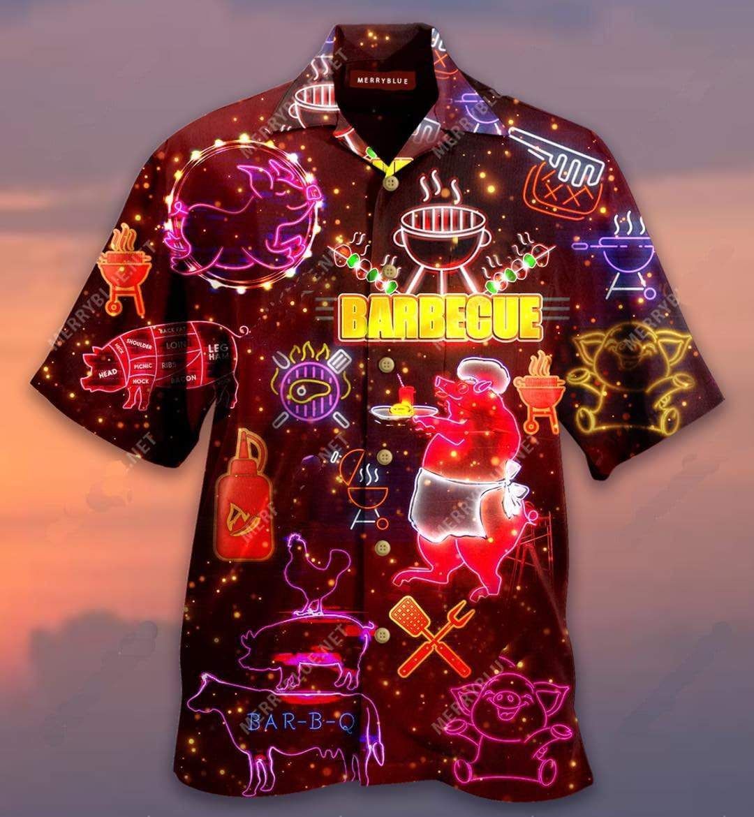 Shop Barbecue Pig Lights Red Hawaiian Aloha Shirts{Size}