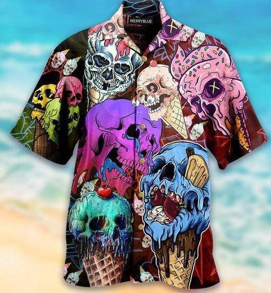 Skull And Ice Cream Unisex Hawaiian Aloha Shirts{Size}