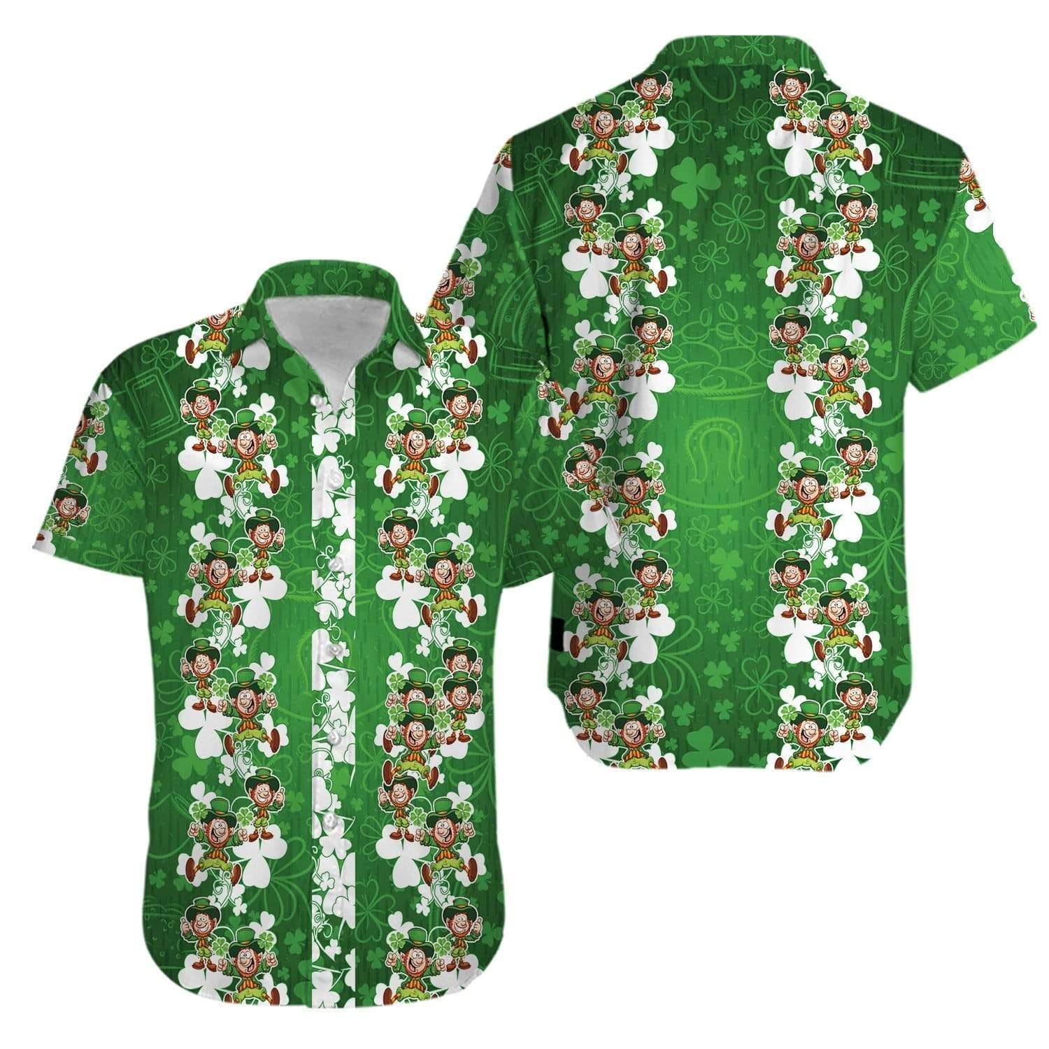 Shop Hawaiian Aloha Shirts Irish St Patricks Day Leprechaun Shamrock 2702{Size}