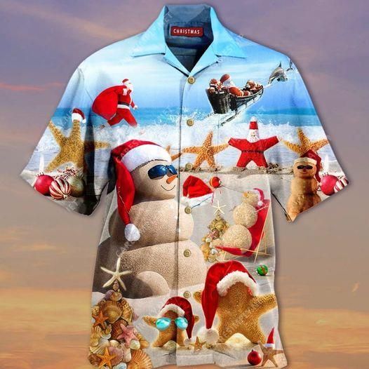 Shop Funny Snowman Enjoy On The Beach Hawaiian Aloha Shirts{Size}