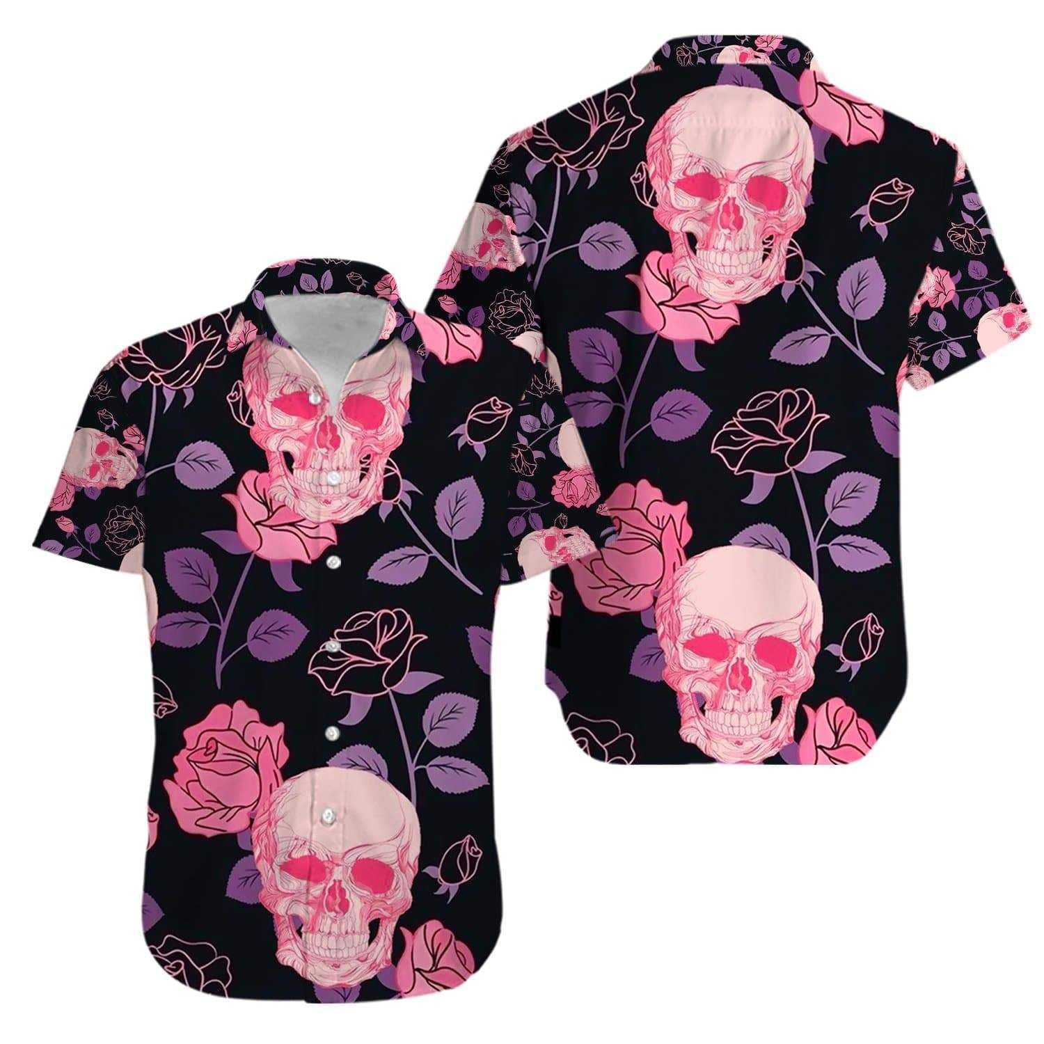 Skull Tattoo Rose Aloha Hawaiian Shirts V{Size}