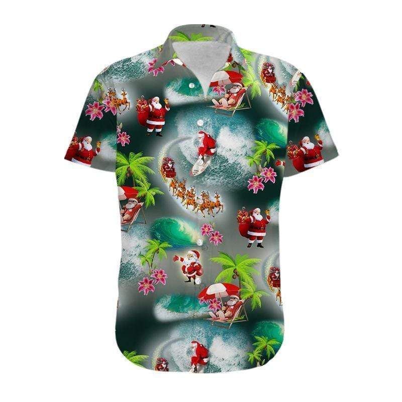 Shop Hawaiian Aloha Shirts Santa Beach Christmas{Size}