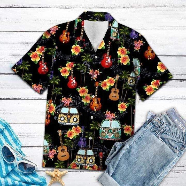 Shop Hippie Summer Pattern Music Love Hawaiian Aloha Shirts H{Size}