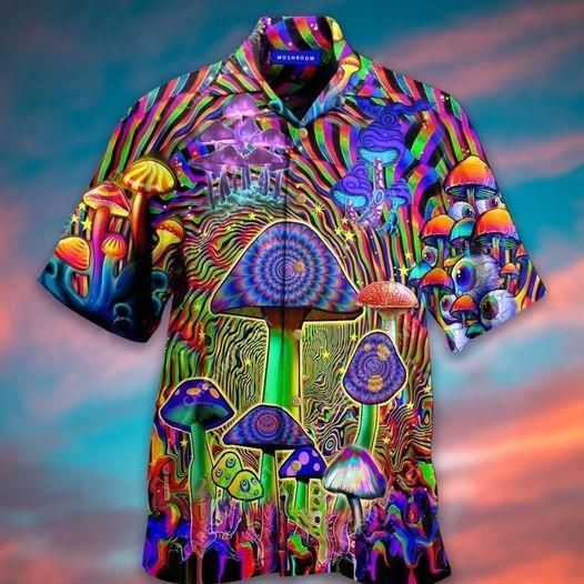 Shop Colorful Hippie Mushroom Hawaiian Aloha Shirts{Size}