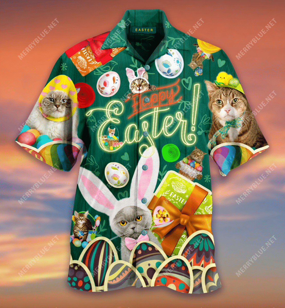 Shop Easter Blessings To You And Your Cats Hawaiian Shirt{Size}