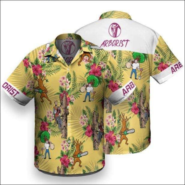 Shop Arborist Yellow Hawaiian Aloha Shirts{Size}