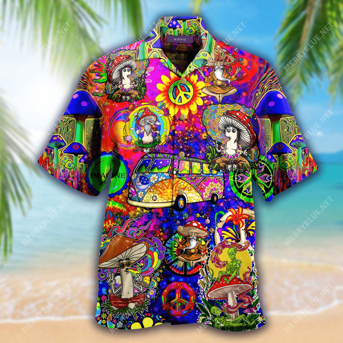 Shop Dont Worry Be Hippie Unisex Hawaiian Shirt{Size}