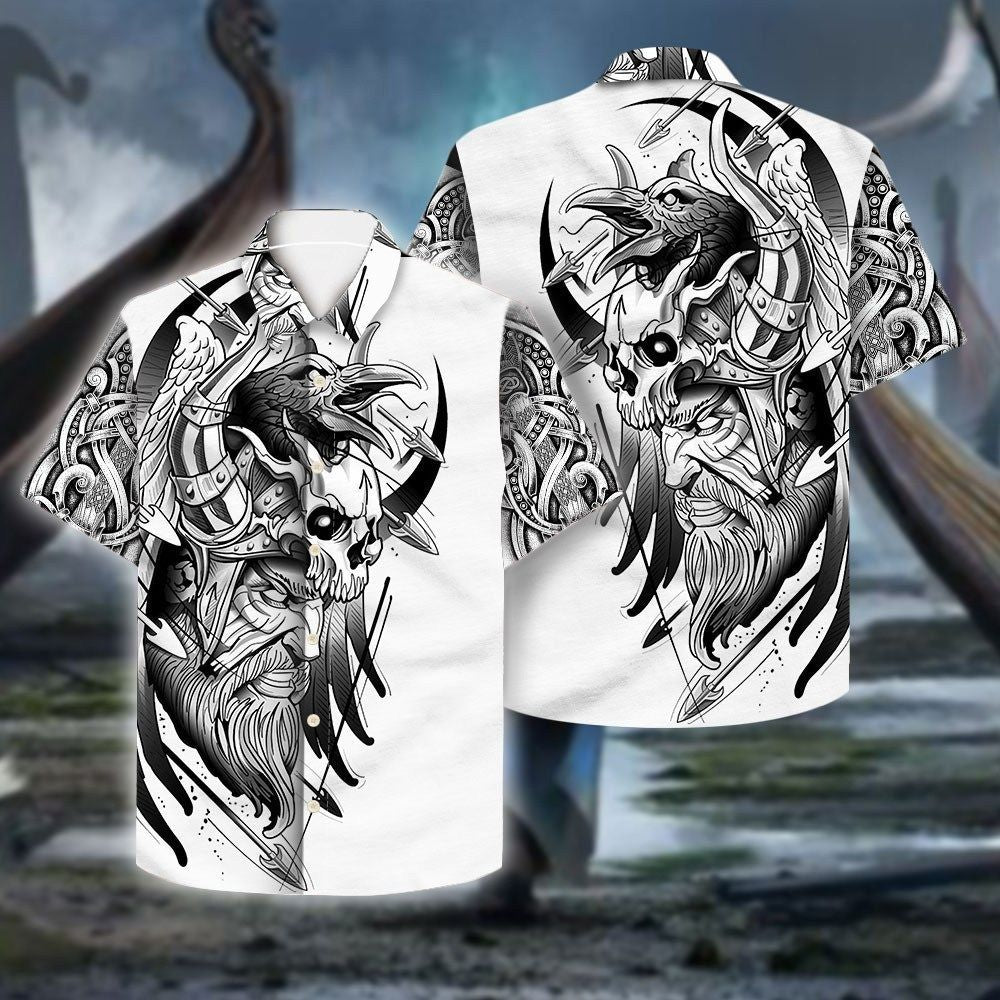 Vikings Warrior Raven Hawaiian Shirt{Size}