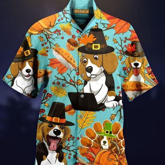 Shop Funny Beagle On Thanksgiving Hawaiian Aloha Shirts{Size}