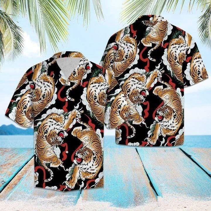 Tiger Beauty Hippie Hawaiian Aloha Shirts H{Size}