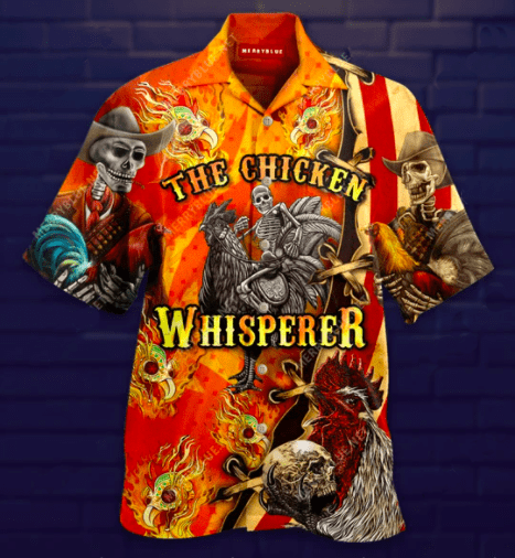 The Chicken Whisperer Skull Hawaiian Aloha Shirts{Size}