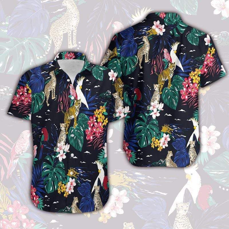 Tropical Forest Tiger Unisex Hawaiian Shirts{Size}