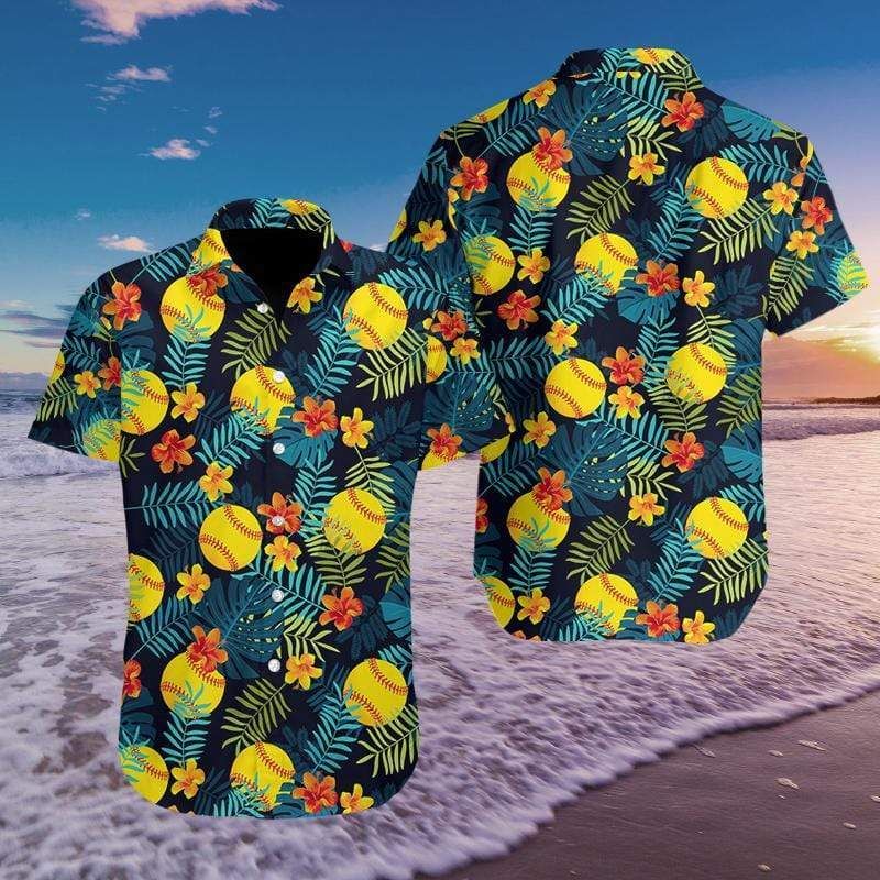 Softball Simple Hibiscus Hawaiian Aloha Shirts Fantastic 0309H{Size}