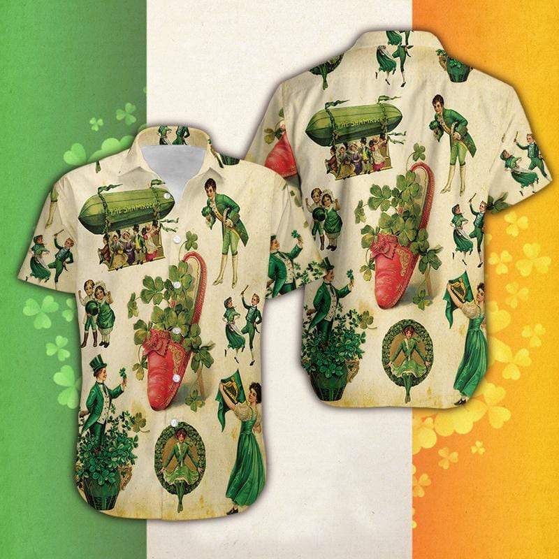 Vintage Girl Irish Patrick'S Day Hawaiian Unisex Aloha Shirts{Size}