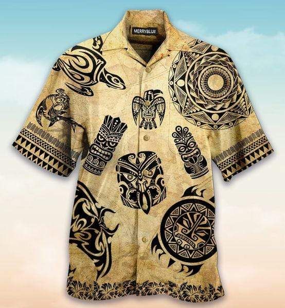 Vintage Tiki Tribal Unisex Hawaiian Aloha Shirts{Size}