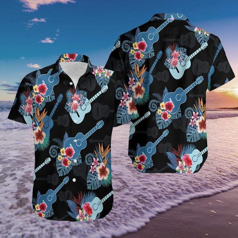 Shop Guitar Aloha Tropical Hawaiian Shirts 3D 112Dh{Size}