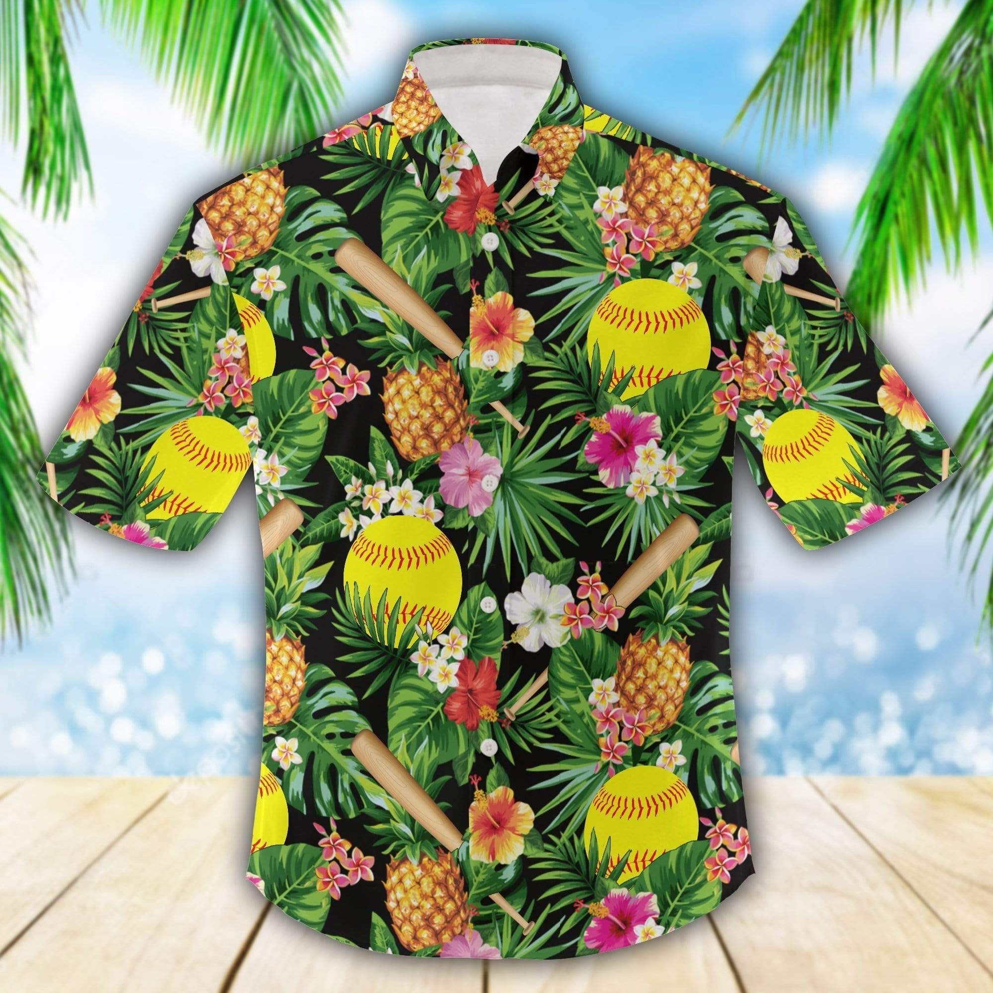 Softball Tropical Full Printing Hawaiian Shirts H{Size}