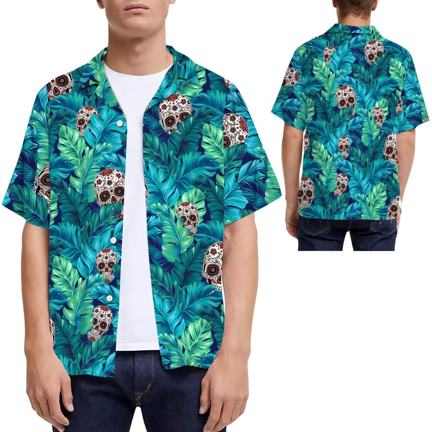 Skull Hippie Tropical Hawaiian Shirt For Men For Hippie Lovers{Size}