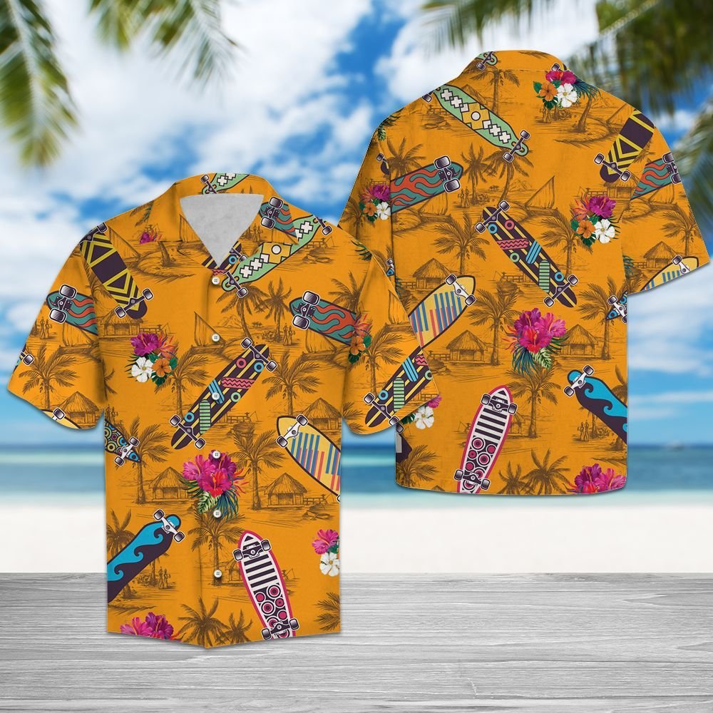 Skateboard Tropical Flowers G5817 - Hawaiian Shirt{Size}