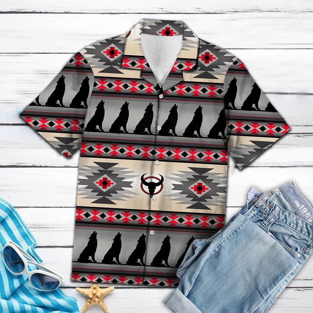 Wolf Native Pattern T1707 - Hawaiian Shirt{Size}