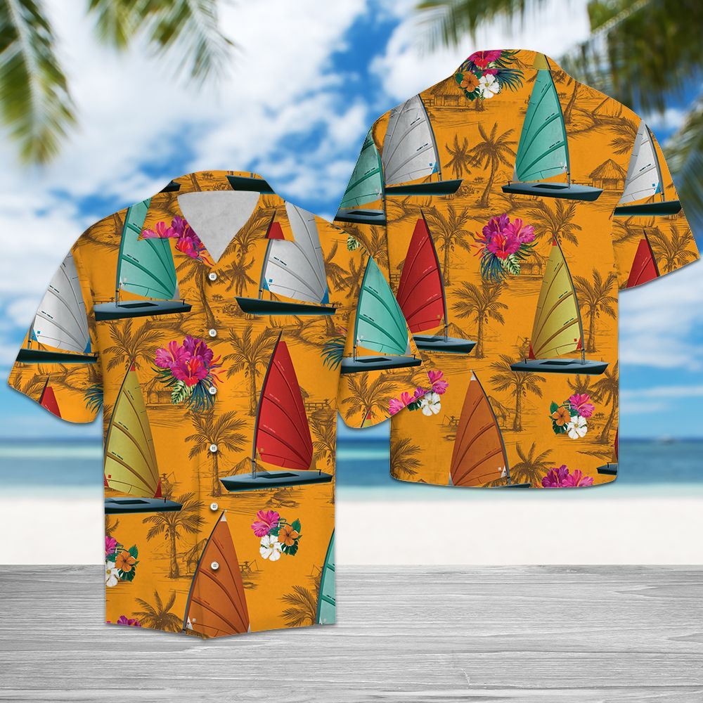 Wind Surfing Tropical Flowers G5817 - Hawaiian Shirt{Size}