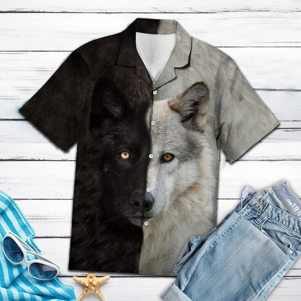 Wolf Black & White T3107 - Hawaiian Shirt{Size}