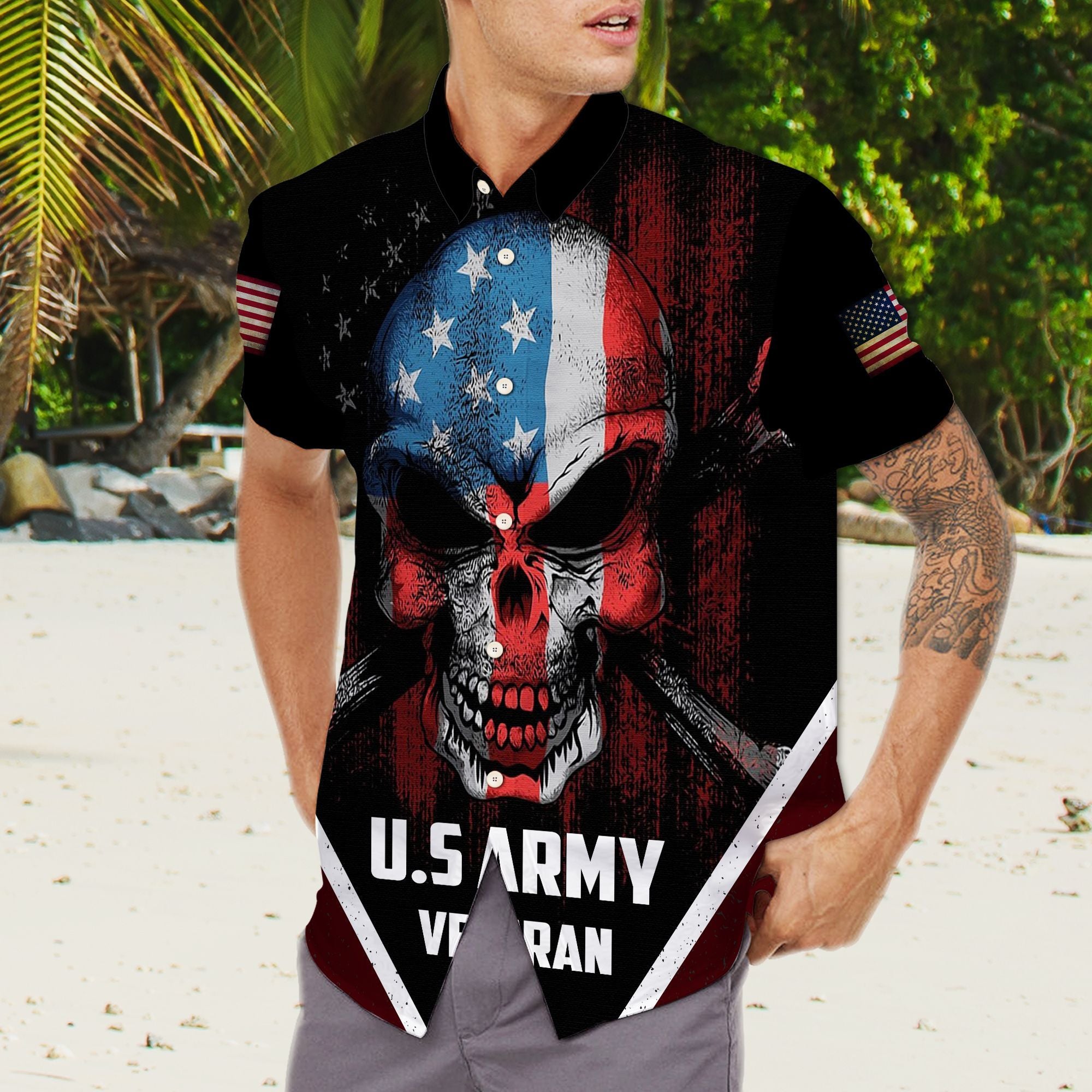 Veteran USA T0408 - Hawaiian Shirt{Size}