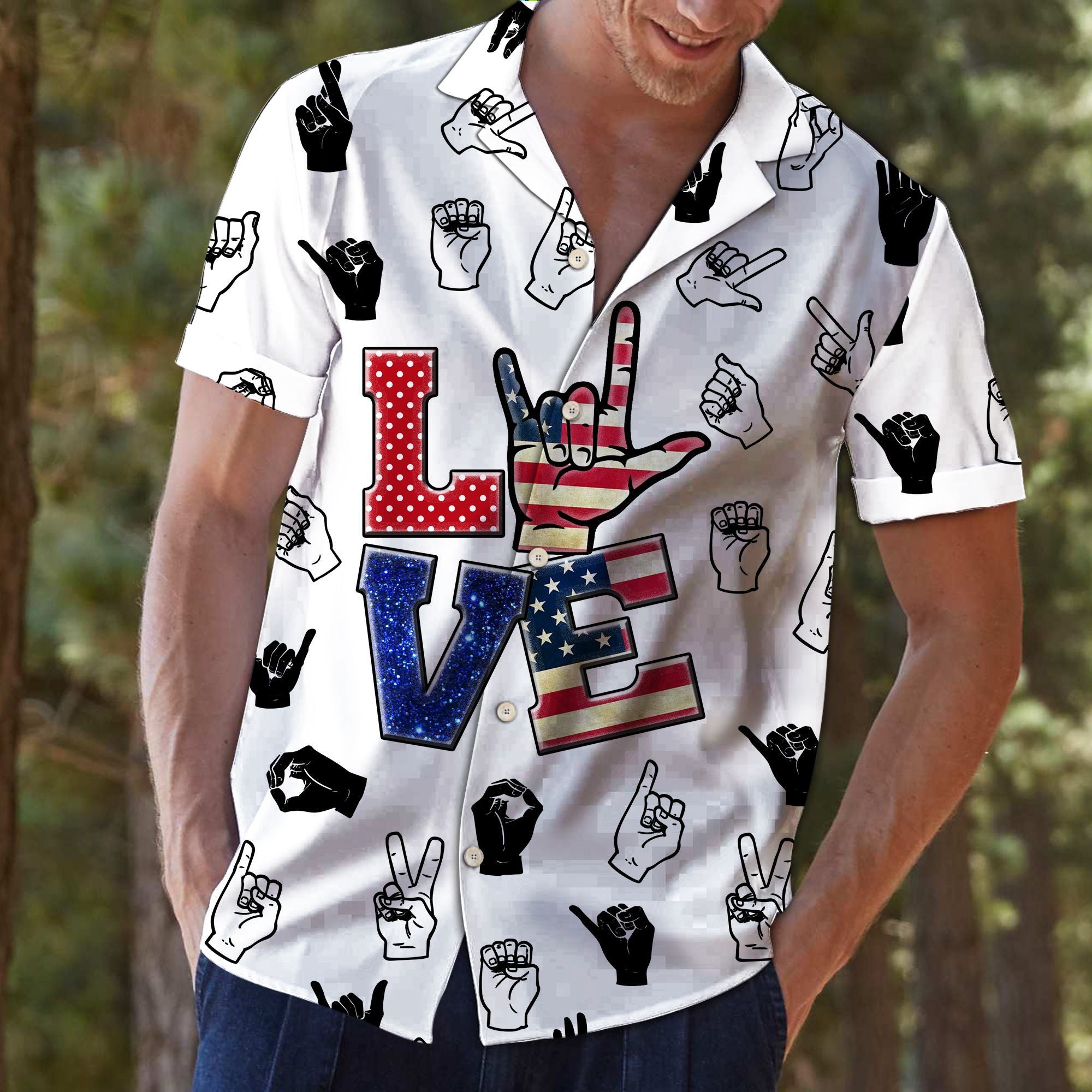 Sign Language Love T2007 - Hawaiian Shirt{Size}