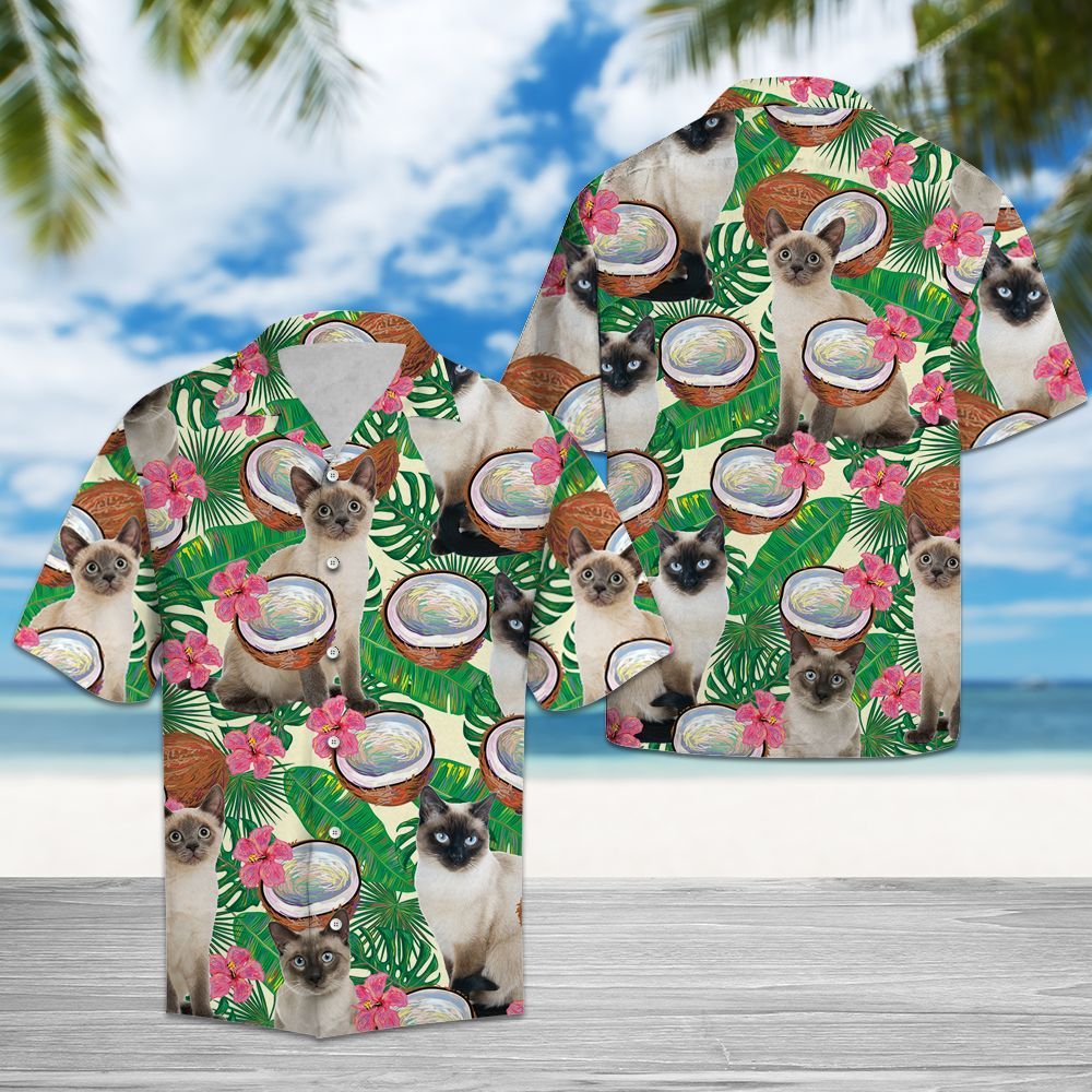 Siamese Cat Tropical Coconut G5729- Hawaiian Shirt{Size}