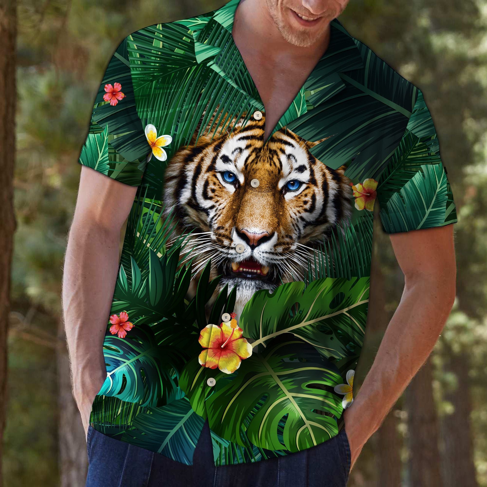 Tiger Flower Hawai D2007 - Hawaiian Shirt{Size}