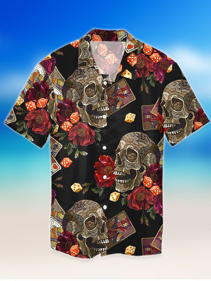 SKULL POKER HAWAIIAN SHIRT{Size}