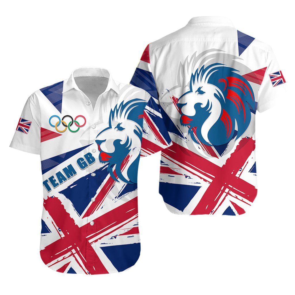 Team Gb Sport Hawaiian Aloha Shirt Lion Unify K13 Hawaiian Shorts Beach Short Sleeve{Size}