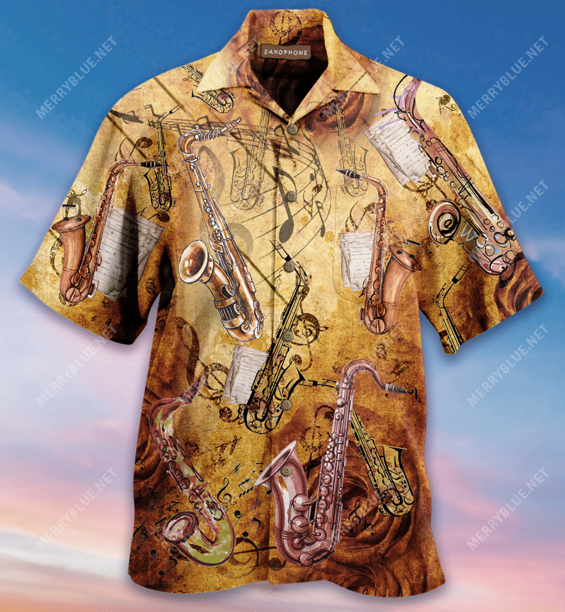 Whispers Of Saxophone Hawaiian Aloha Shirt Hawaiian Shorts Beach Short Sleeve{Size}