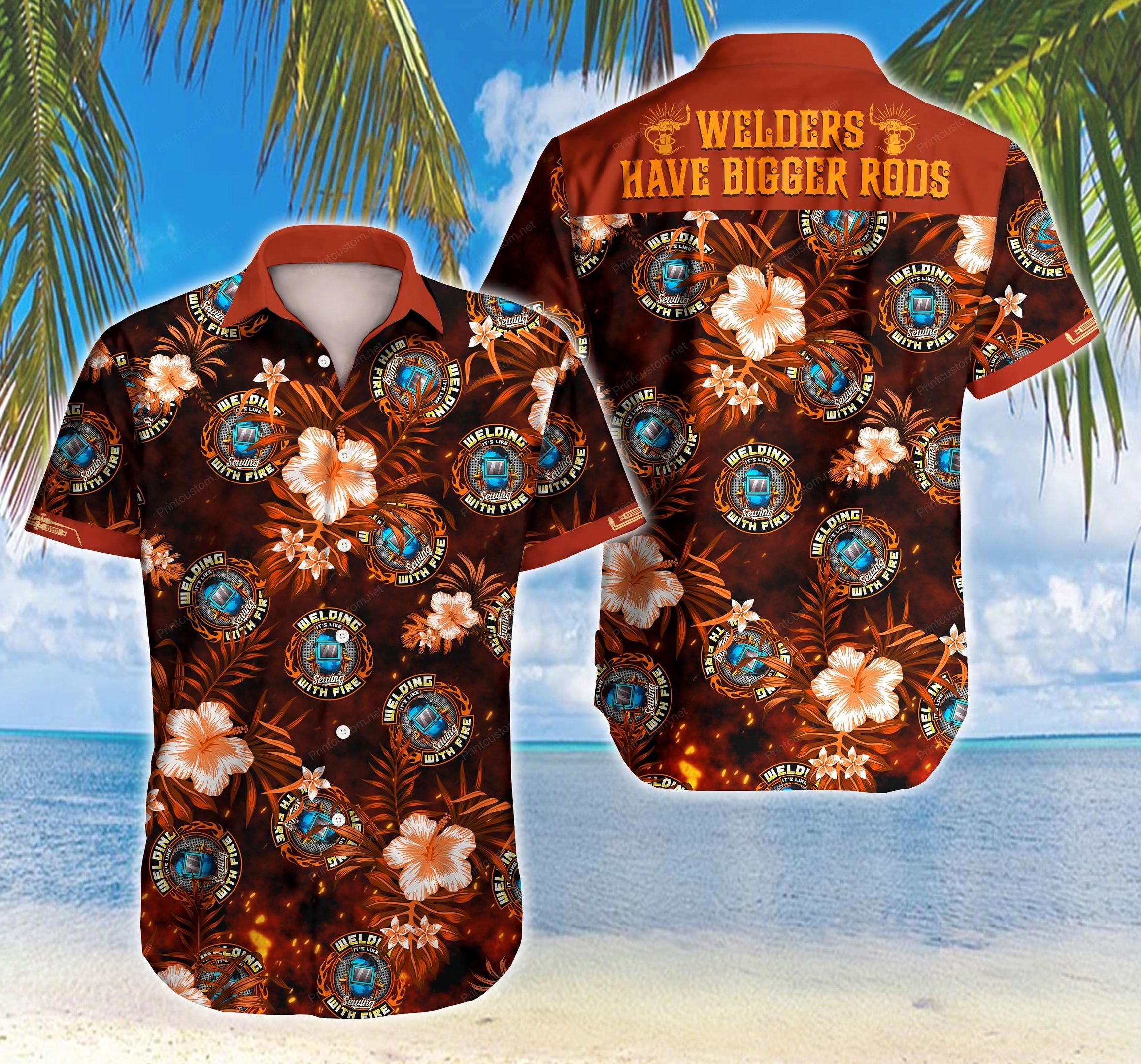 Tlab Welder Have Bigger Robs Hawaii Shirt Summer Wear Shorts Sleeve Hawaii Shirt Hawaiian Shorts Beach Short Sleeve{Size}