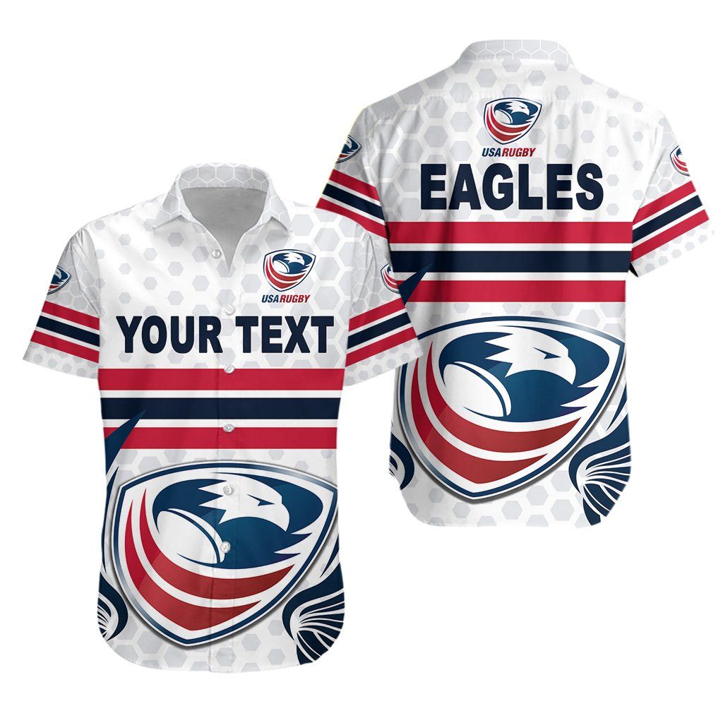 Usa Rugby Hawaiian Aloha Shirt Eagles Simple Style White K8 Hawaiian Shorts Beach Short Sleeve{Size}