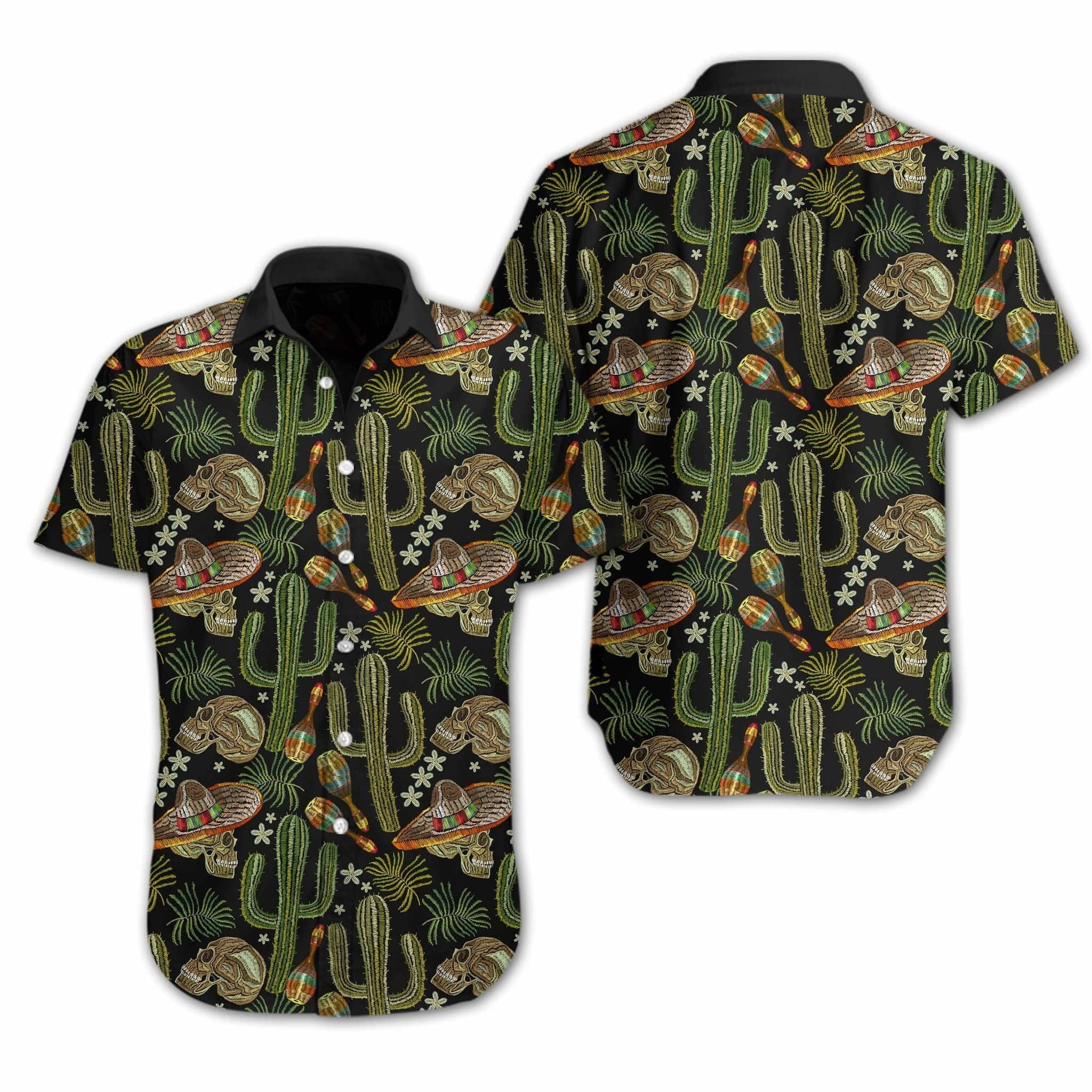 Skull Cactus Full Printing Hawaiian Aloha Shirts #Hl Hawaiian Shorts Beach Short Sleeve{Size}