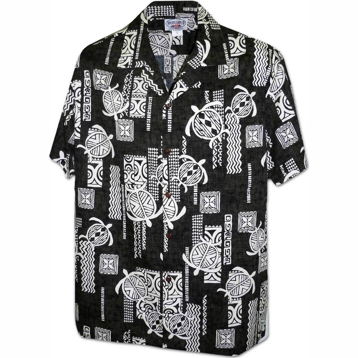 Turtle Tattoo Black Hawaiian Aloha Shirt Hawaiian Shorts Beach Short Sleeve{Size}