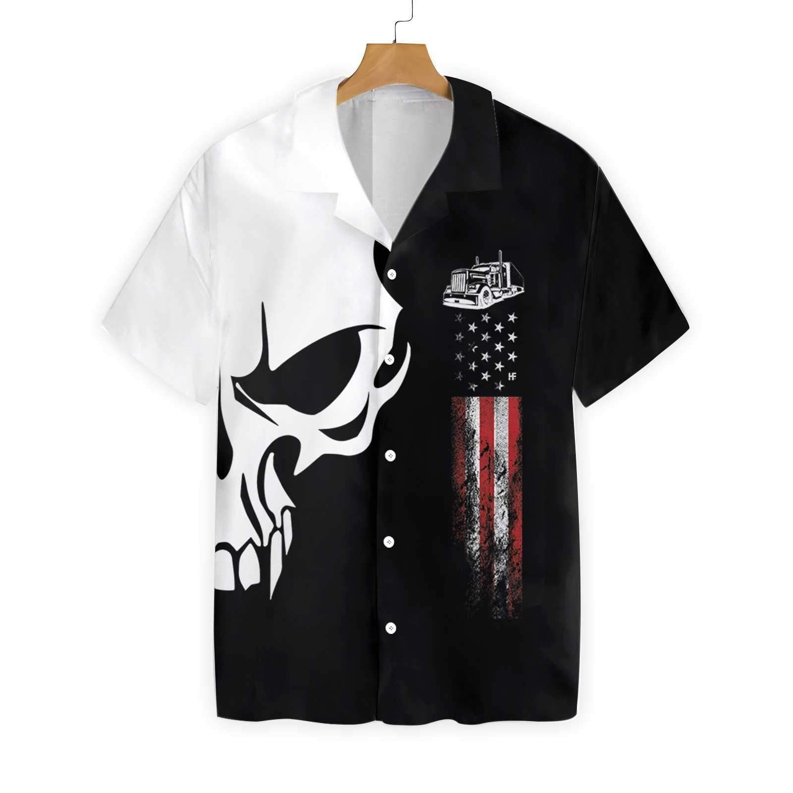 Trucker Proud Skull 3 Ez12 0303 Hawaiian Aloha Shirt Hawaiian Shorts Beach Short Sleeve{Size}