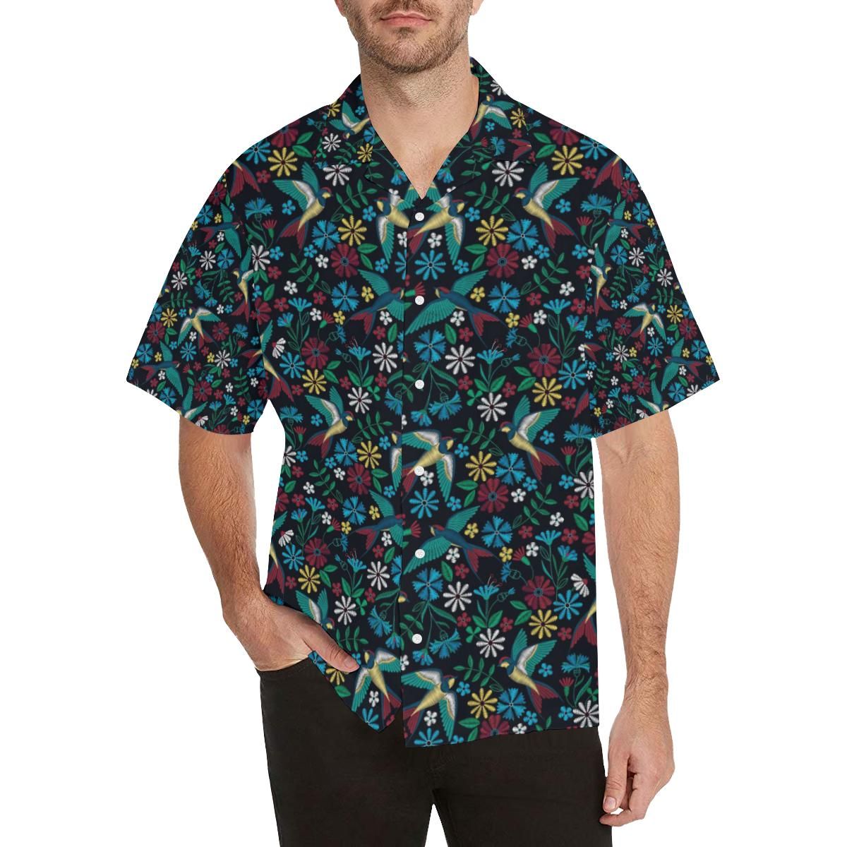 Swallow Pattern Print Design 04 Men'S All Over Print Hawaiian Aloha Shirt Hawaiian Shorts Beach Short Sleeve{Size}