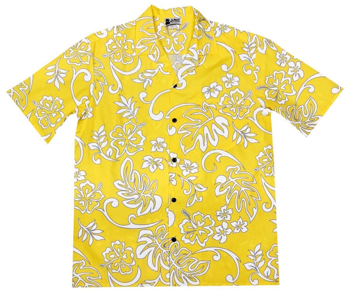 Yellow Fellow Hawaiian Aloha Shirt Hawaiian Shorts Beach Short Sleeve{Size}