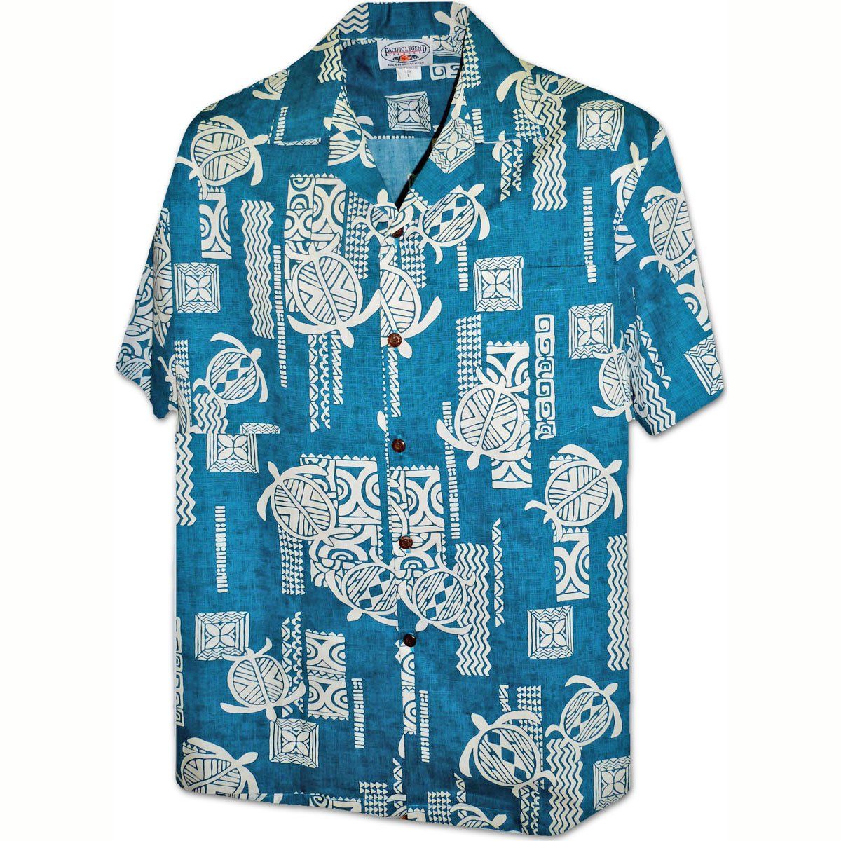 Turtle Tattoo Teal Hawaiian Aloha Shirt Hawaiian Shorts Beach Short Sleeve{Size}