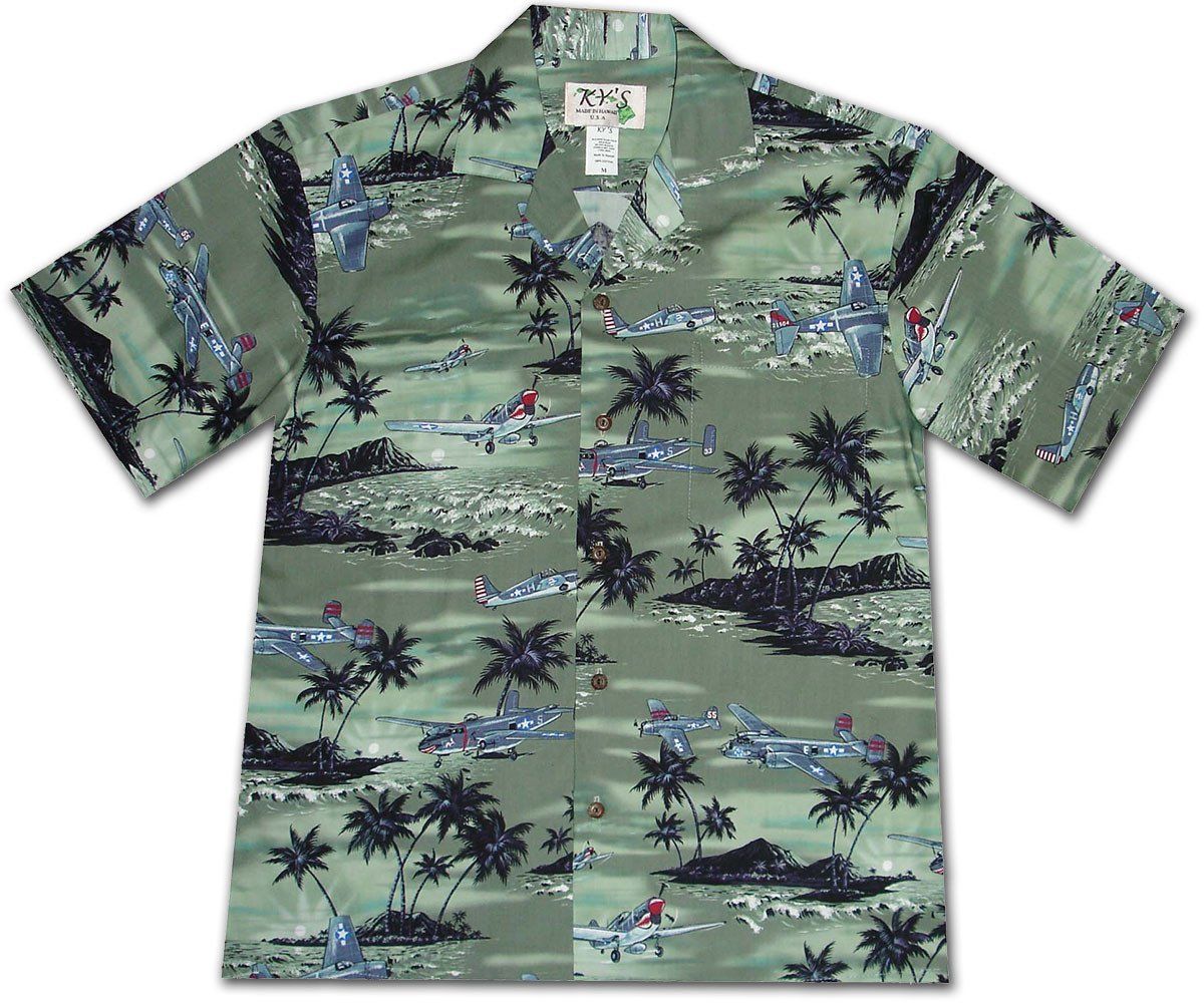 Wingman Green Hawaiian Aloha Shirt Hawaiian Shorts Beach Short Sleeve{Size}