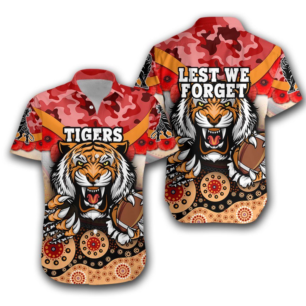 Tigers Hawaiian Aloha Shirt Wests Anzac Day Special Version Th12 Hawaiian Shorts Beach Short Sleeve{Size}