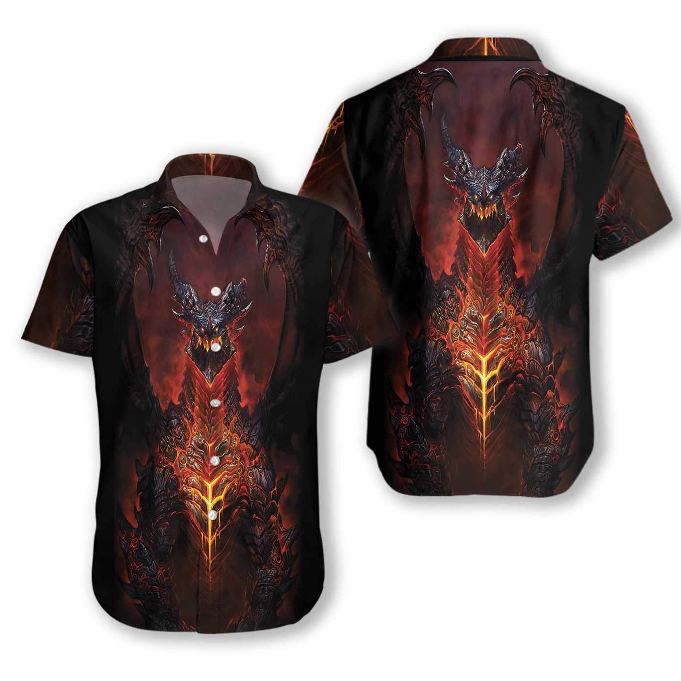 Volcanic Dragon Chest Ez21 2312 Hawaiian Aloha Shirt Hawaiian Shorts Beach Short Sleeve{Size}