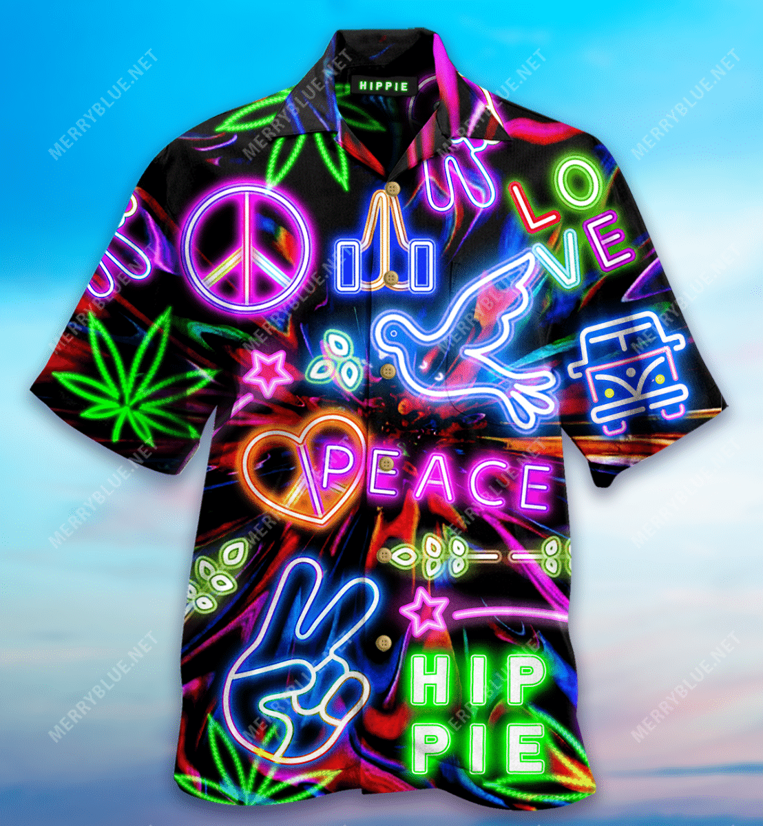 We Are All Hippies Here Unisex Hawaiian Aloha Shirt Hawaiian Shorts Beach Short Sleeve{Size}