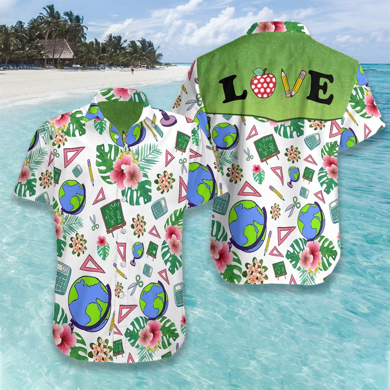 Teacher Love Ez15 2207 Hawaiian Aloha Shirt Hawaiian Shorts Beach Short Sleeve{Size}