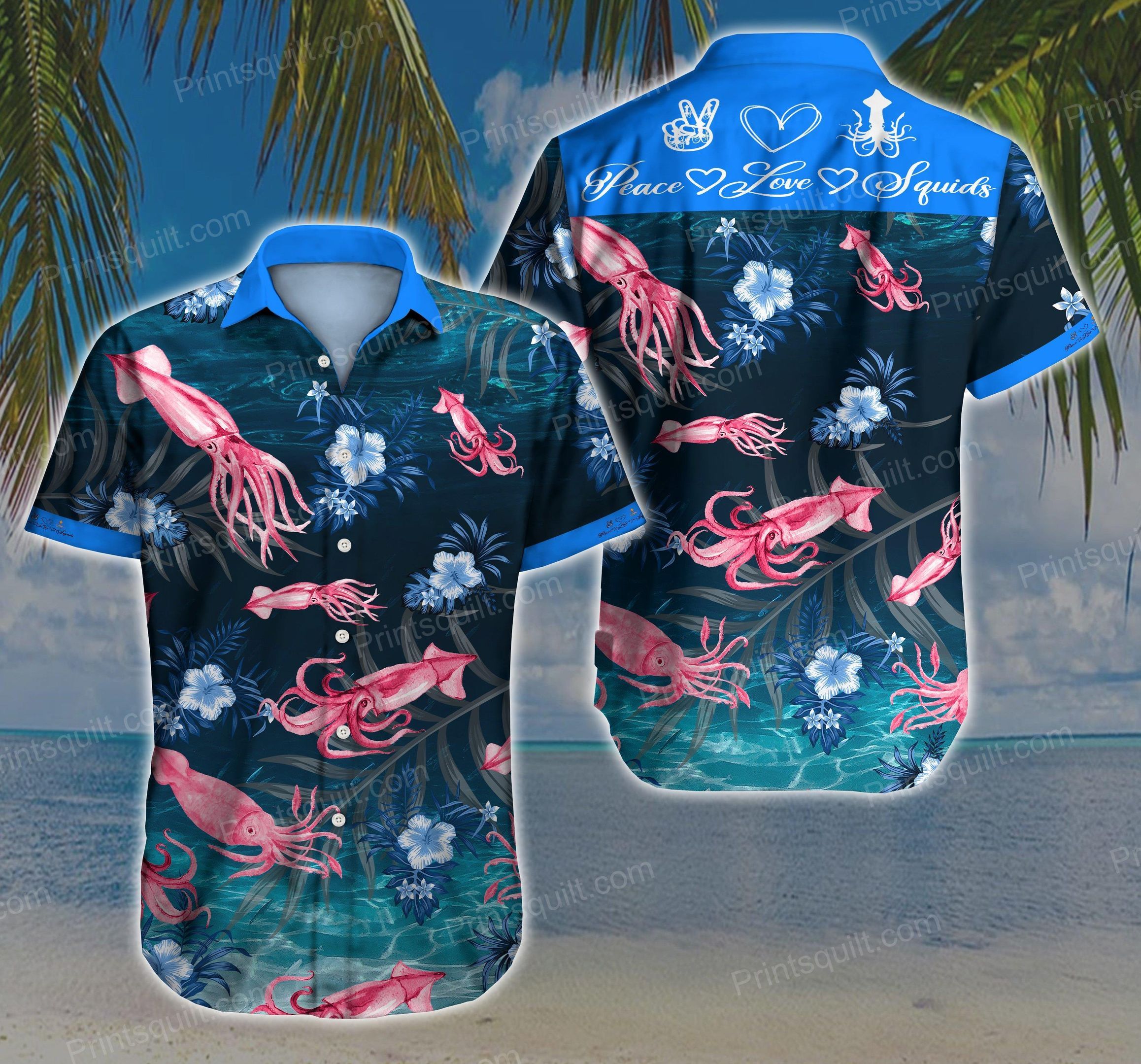 Squids Lovers 3D Hawaii Shirt V2 Sfcnr Summer Wear Shorts Sleeve Hawaii Shirt Hawaiian Shorts Beach Short Sleeve{Size}