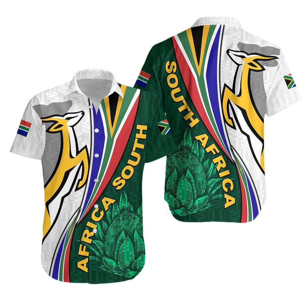 South Africa Hawaiian Aloha Shirt Springboks Rugby Be Unique White K8 Hawaiian Shorts Beach Short Sleeve{Size}