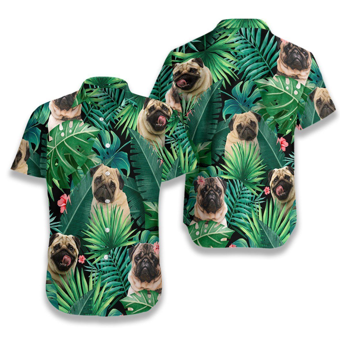 Tropical Pug Ez03 0407 Hawaiian Aloha Shirt Hawaiian Shorts Beach Short Sleeve{Size}